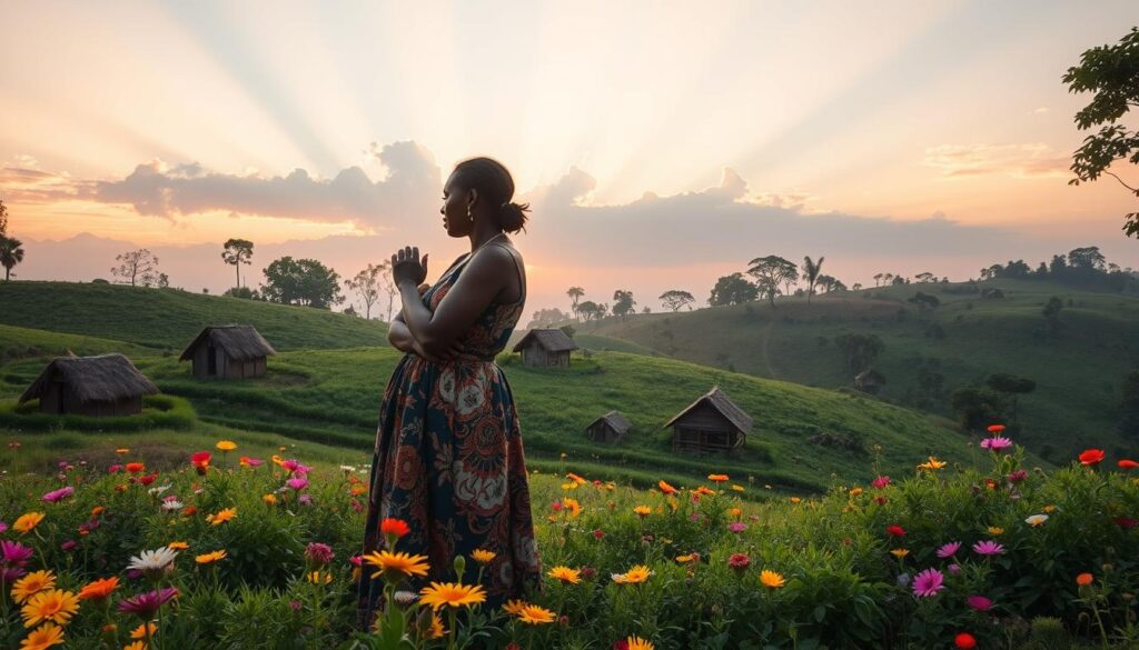 People gathered in Rwanda engaging in peaceful reconciliation and remembrance of the genocide victims.