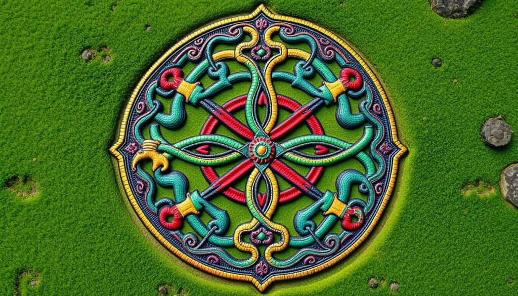 "Intricate Celtic art featuring spiral patterns and knotwork, typical of the La Tène style, showcasing ancient craftsmanship and symbolism."